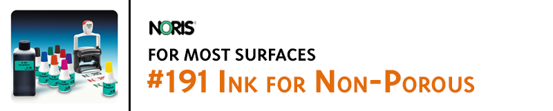 #191 ink is excellent for stamping on nearly all porous and non-porous surfaces. Is suitable for self-inking stamps.